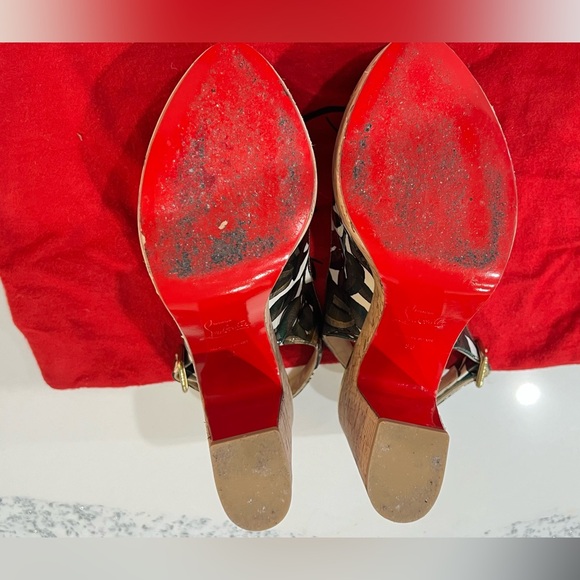 Christian Louboutin Green Dona Anna Cork Platform Size 38 - Picture 5 of 7